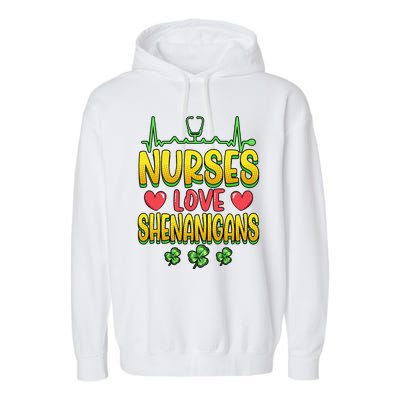 Nurses Love Shenanigans Saint Patricks Day Garment-Dyed Fleece Hoodie