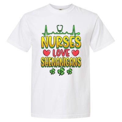 Nurses Love Shenanigans Saint Patricks Day Garment-Dyed Heavyweight T-Shirt