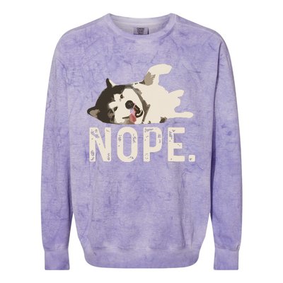 Nope Lazy Siberian Husky Colorblast Crewneck Sweatshirt