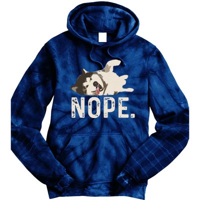 Nope Lazy Siberian Husky Tie Dye Hoodie