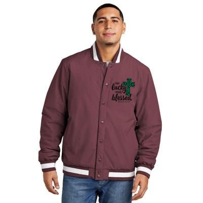 Not Lucky Simply Blessed Christian St Patricks Day Irish Insulated Varsity Jacket