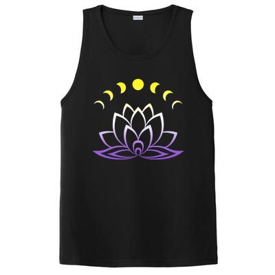 Nonbinary Lgbt Subtle Lotus Flower Moon Phase Enby Pride Gift PosiCharge Competitor Tank