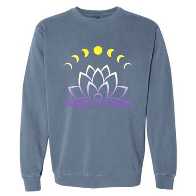 Nonbinary Lgbt Subtle Lotus Flower Moon Phase Enby Pride Gift Garment-Dyed Sweatshirt