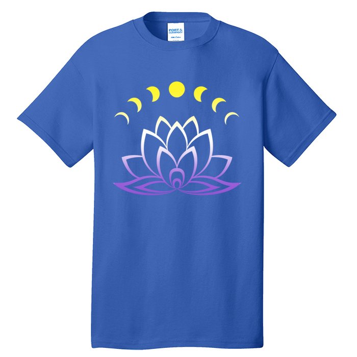 Nonbinary Lgbt Subtle Lotus Flower Moon Phase Enby Pride Gift Tall T-Shirt