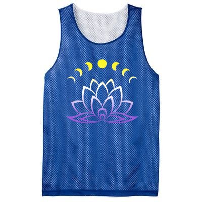 Nonbinary Lgbt Subtle Lotus Flower Moon Phase Enby Pride Gift Mesh Reversible Basketball Jersey Tank