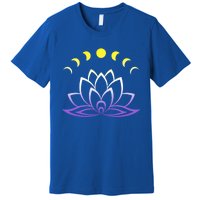 Nonbinary Lgbt Subtle Lotus Flower Moon Phase Enby Pride Gift Premium T-Shirt