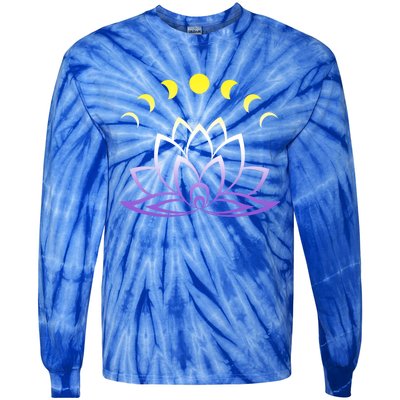 Nonbinary Lgbt Subtle Lotus Flower Moon Phase Enby Pride Gift Tie-Dye Long Sleeve Shirt