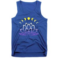 Nonbinary Lgbt Subtle Lotus Flower Moon Phase Enby Pride Gift Tank Top