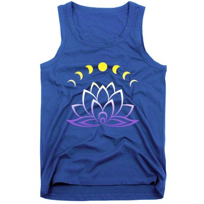 Nonbinary Lgbt Subtle Lotus Flower Moon Phase Enby Pride Gift Tank Top