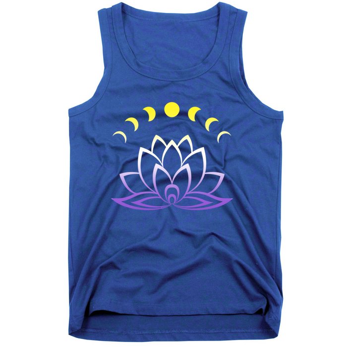 Nonbinary Lgbt Subtle Lotus Flower Moon Phase Enby Pride Gift Tank Top