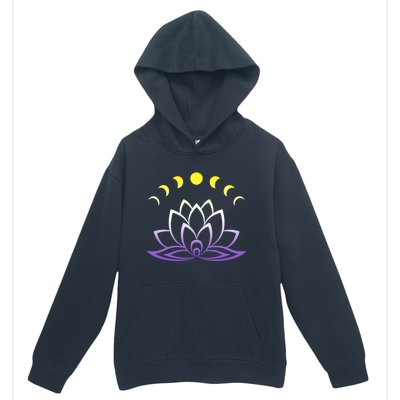 Nonbinary Lgbt Subtle Lotus Flower Moon Phase Enby Pride Gift Urban Pullover Hoodie