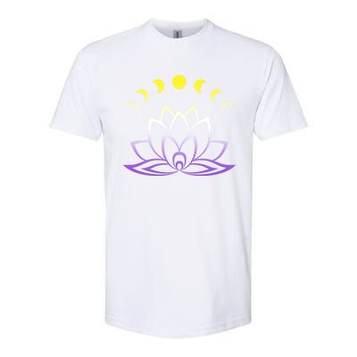 Nonbinary Lgbt Subtle Lotus Flower Moon Phase Enby Pride Gift Softstyle CVC T-Shirt