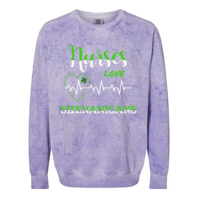 Nurses Love Shenanigans Colorblast Crewneck Sweatshirt