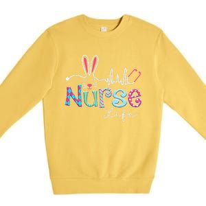 Nurse Life Stethoscope Nursing Cute Easter Bunny Easter Day Premium Crewneck Sweatshirt