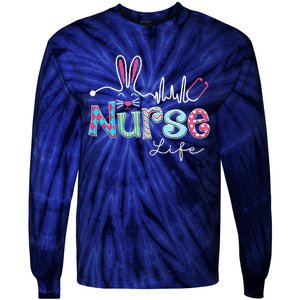 Nurse Life Stethoscope Nursing Cute Easter Bunny Easter Day Tie-Dye Long Sleeve Shirt