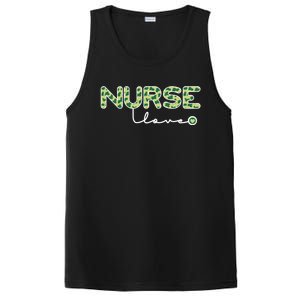 Nurse Love St Patricks Day Lucky Cow Print Gift PosiCharge Competitor Tank