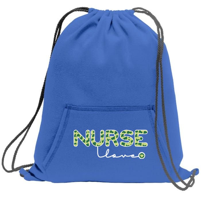 Nurse Love St Patricks Day Lucky Cow Print Gift Sweatshirt Cinch Pack Bag