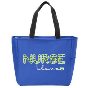 Nurse Love St Patricks Day Lucky Cow Print Gift Zip Tote Bag