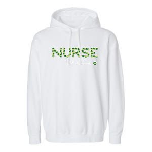 Nurse Love St Patricks Day Lucky Cow Print Gift Garment-Dyed Fleece Hoodie