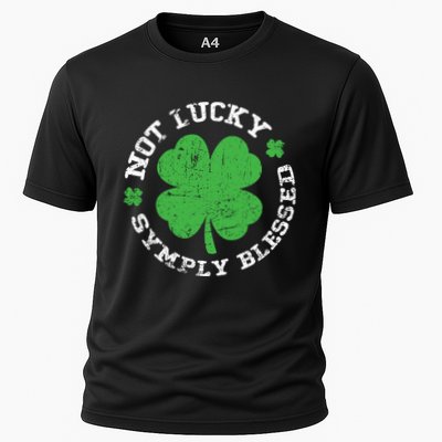 Not Lucky Simply Blessed Shamrock St Patricks Day Christian Cooling Performance Crew T-Shirt