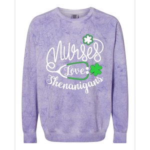 Nurses Love Shenanigans Gift Rn Funny St Pattys Day Lucky Nurse Cute Gift Colorblast Crewneck Sweatshirt