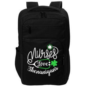 Nurses Love Shenanigans Gift Rn Funny St Pattys Day Lucky Nurse Cute Gift Impact Tech Backpack