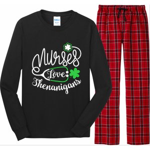 Nurses Love Shenanigans Gift Rn Funny St Pattys Day Lucky Nurse Cute Gift Long Sleeve Pajama Set