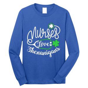 Nurses Love Shenanigans Gift Rn Funny St Pattys Day Lucky Nurse Cute Gift Long Sleeve Shirt