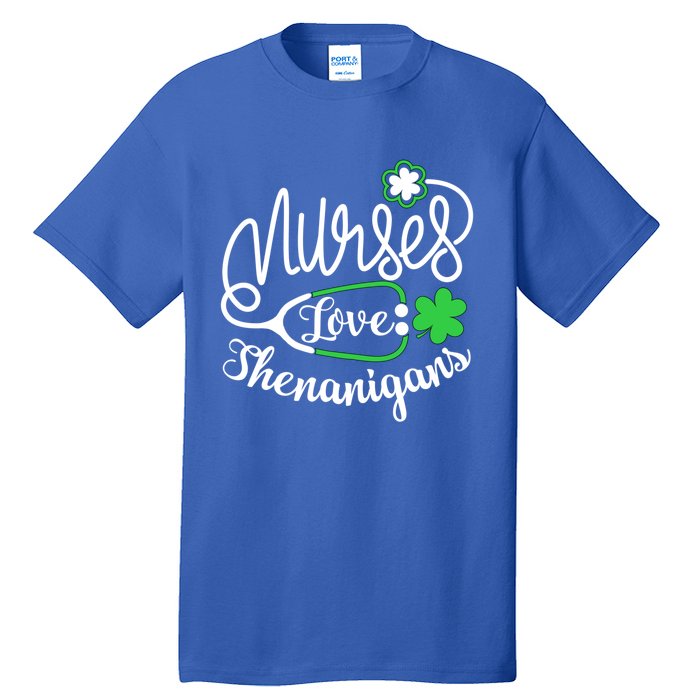 Nurses Love Shenanigans Gift Rn Funny St Pattys Day Lucky Nurse Cute Gift Tall T-Shirt