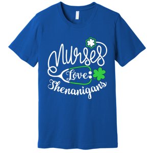 Nurses Love Shenanigans Gift Rn Funny St Pattys Day Lucky Nurse Cute Gift Premium T-Shirt