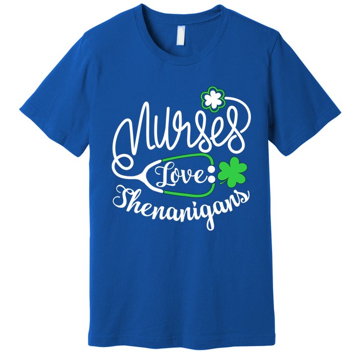 Nurses Love Shenanigans Gift Rn Funny St Pattys Day Lucky Nurse Cute Gift Premium T-Shirt