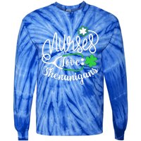 Nurses Love Shenanigans Gift Rn Funny St Pattys Day Lucky Nurse Cute Gift Tie-Dye Long Sleeve Shirt