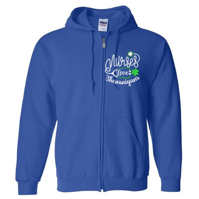 Nurses Love Shenanigans Gift Rn Funny St Pattys Day Lucky Nurse Cute Gift Full Zip Hoodie