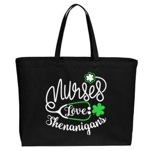 Nurses Love Shenanigans Gift Rn Funny St Pattys Day Lucky Nurse Cute Gift Cotton Canvas Jumbo Tote