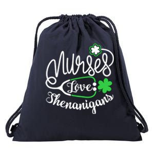 Nurses Love Shenanigans Gift Rn Funny St Pattys Day Lucky Nurse Cute Gift Drawstring Bag