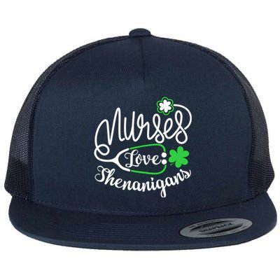 Nurses Love Shenanigans Gift Rn Funny St Pattys Day Lucky Nurse Cute Gift Flat Bill Trucker Hat