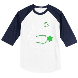 Nurses Love Shenanigans Gift Rn Funny St Pattys Day Lucky Nurse Cute Gift Baseball Sleeve Shirt