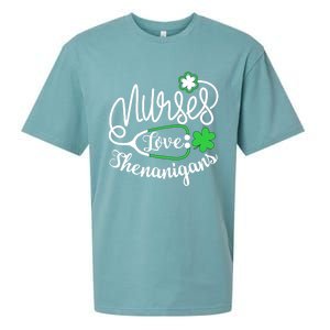 Nurses Love Shenanigans Gift Rn Funny St Pattys Day Lucky Nurse Cute Gift Sueded Cloud Jersey T-Shirt