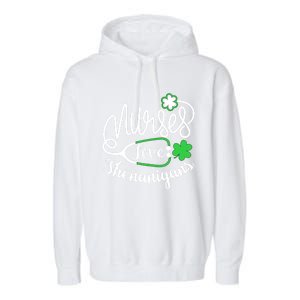 Nurses Love Shenanigans Gift Rn Funny St Pattys Day Lucky Nurse Cute Gift Garment-Dyed Fleece Hoodie