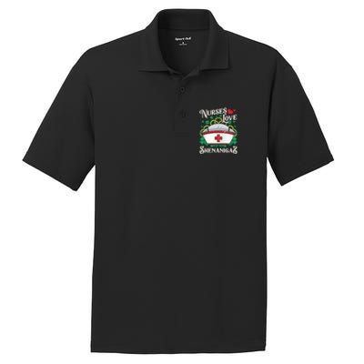 Nurses Love Shenanigans St Patricks Day Irish Nurse Emt Gift PosiCharge RacerMesh Polo