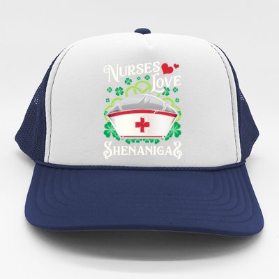 Nurses Love Shenanigans St Patricks Day Irish Nurse Emt Gift Trucker Hat