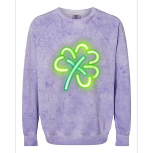 Neon Light Style Glowing Shamrock Colorblast Crewneck Sweatshirt