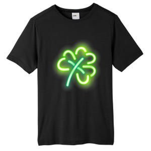 Neon Light Style Glowing Shamrock Tall Fusion ChromaSoft Performance T-Shirt