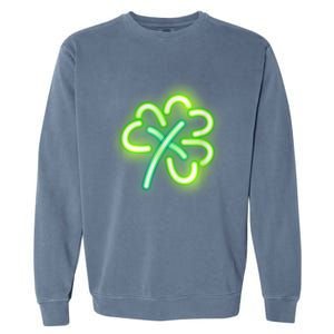 Neon Light Style Glowing Shamrock Garment-Dyed Sweatshirt