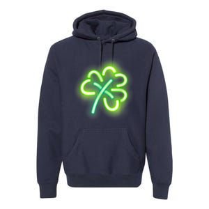 Neon Light Style Glowing Shamrock Premium Hoodie