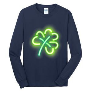 Neon Light Style Glowing Shamrock Tall Long Sleeve T-Shirt