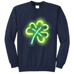 Neon Light Style Glowing Shamrock Tall Sweatshirt