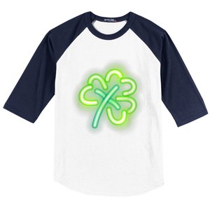 Neon Light Style Glowing Shamrock Baseball Sleeve Shirt