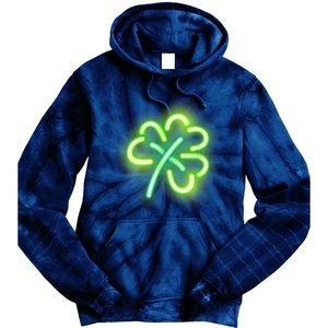 Neon Light Style Glowing Shamrock Tie Dye Hoodie