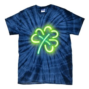 Neon Light Style Glowing Shamrock Tie-Dye T-Shirt